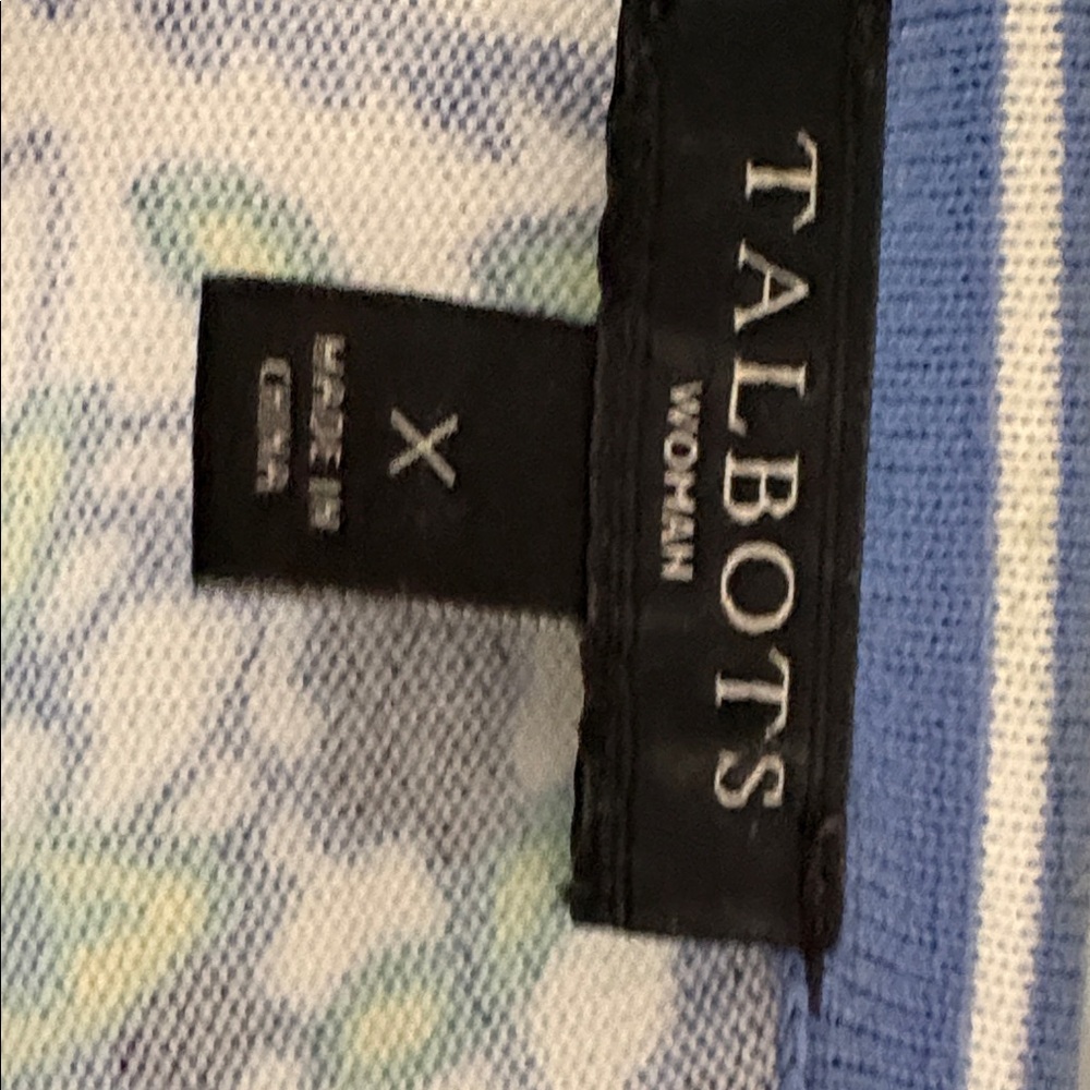 Talbots Vibrant Patterned Cardigan With Blue Trim - image 2